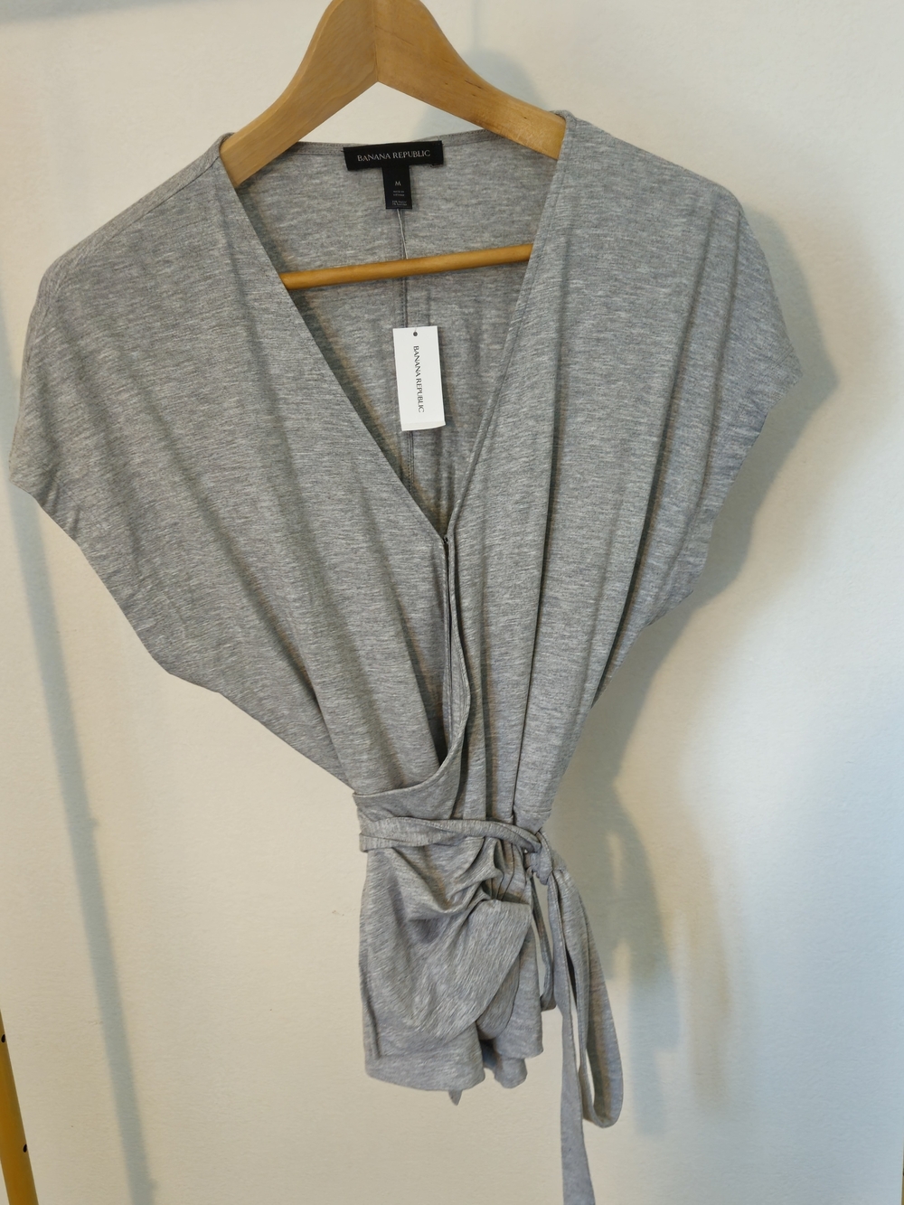 Banana Republic Heather Gray Wrap Top Size M